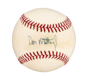 Don Mattingly Single-Signed Rookie Era American League Lee MacPhail Baseball 